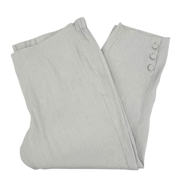 J. Jill Linen-Stretch Button-Hem Ankle Pants in Zinc White Size 3X - Picture 2 of 12